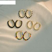 Fashion Crystal Bead Earrings Retro Colorful Stainless Steel Earrings main image 1