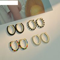 Fashion Crystal Bead Earrings Retro Colorful Stainless Steel Earrings main image 4