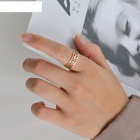 New Stitching Hollow Five-pointed Star Ring Opening Adjustable Titanium Steel Ring main image 5