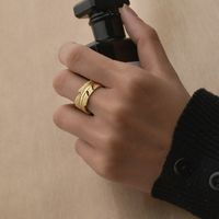 French Feather Opening Adjustment Ring Titanium Steel 14k Gold Leaf Ring main image 6