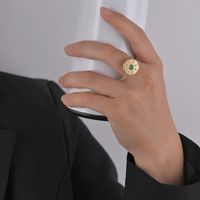 Nischenlicht-luxus-ring Mit Rundem Gesicht Und Eingelegtem Türkisfarbenem Titanstahl main image 5