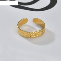 European And American Retro Tire Texture Open Ring 14k Gold Titanium Steel Ring main image 3