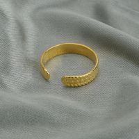 European And American Retro Tire Texture Open Ring 14k Gold Titanium Steel Ring main image 1