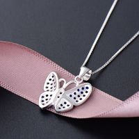 Fashion Diamond-studded Butterfly Simple S925 Silver Necklace Pendant main image 4