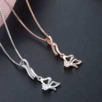 Fashion Jewelry Butterfly S925 Silver Inlaid Zircon Necklace Pendant main image 3