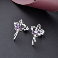 Fashion Popular Zircon S925 Silver Hollow Butterfly Earrings Wholesale main image 1