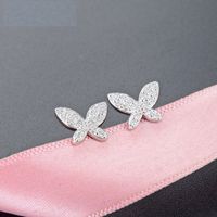 Fashion Inlaid Zircon Butterfly S925 Silver Stud Earrings Wholesale main image 2