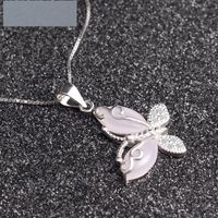 Korean Version Fashion Necklace Accessories S925 Silver Diamond Creative Butterfly Pendant main image 1