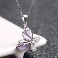 Korean Version Fashion Necklace Accessories S925 Silver Diamond Creative Butterfly Pendant main image 3