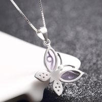 Korean Version Fashion Necklace Accessories S925 Silver Diamond Creative Butterfly Pendant main image 4