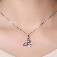 Korean Version Fashion Necklace Accessories S925 Silver Diamond Creative Butterfly Pendant main image 5