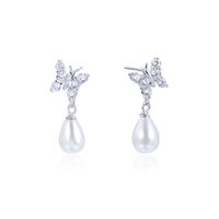 Fashion Geometric Pearl 925 Silver Butterfly Jewelry Earrings Wholesale main image 6
