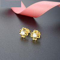 Fashion Hollow S925 Silver Inlaid Zircon Flower-shaped Stud Earrings main image 1