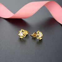 Fashion Hollow S925 Silver Inlaid Zircon Flower-shaped Stud Earrings main image 3