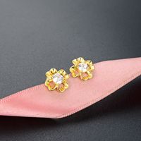 Fashion Hollow S925 Silver Inlaid Zircon Flower-shaped Stud Earrings main image 4