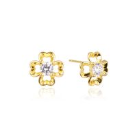 Fashion Hollow S925 Silver Inlaid Zircon Flower-shaped Stud Earrings main image 6
