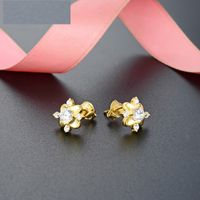 Fashion S925 Silver Flower Zircon Stud Earrings main image 1