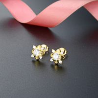 Fashion S925 Silver Flower Zircon Stud Earrings main image 3