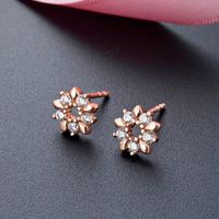 Fashion S925 Sterling Silver Inlaid Zircon Flower Earrings Wholesale main image 1