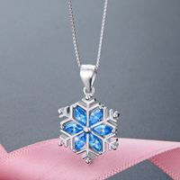 Korean Fashion Necklace Accessories S925 Silver Inlaid Crystal Snowflake Pendant main image 4