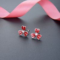 Fashion Flower S925 Silver Zircon Simple Drip Oil Popular Earrings main image 2