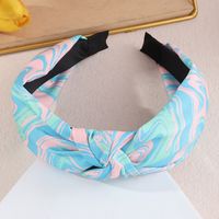 Vintage Wide-brimmed Contrast Color Fabric Tie-dye Knotted Headband main image 4