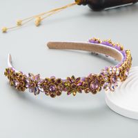 Fashion Baroque Inlaid Color Rhinestone Flower Wholesale Headband main image 5
