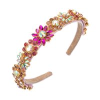 Fashion Baroque Inlaid Color Rhinestone Flower Wholesale Headband main image 6