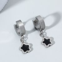 Retro Black Square Earrings Simple Flower Round Alloy Ear Drop main image 4