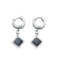 Retro Black Square Earrings Simple Flower Round Alloy Ear Drop main image 6