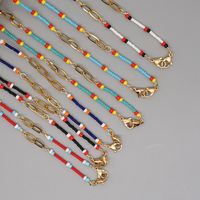 Glass Beads Buckle Glasses Chain Multi-layer Small Bracelet Clothing Necklace main image 5