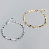 Simple Hollow Chain S925 Silver Emerald Geometric Bracelet main image 1