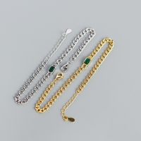 Simple Hollow Chain S925 Silver Emerald Geometric Bracelet main image 3