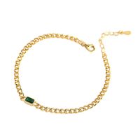 Simple Hollow Chain S925 Silver Emerald Geometric Bracelet main image 6