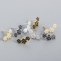 Fashion Contrast Color S925 Silver Geometric Flower Zircon Earrings Wholesale main image 1