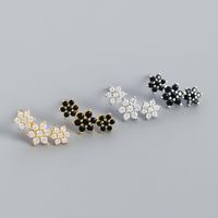 Fashion Contrast Color S925 Silver Geometric Flower Zircon Earrings Wholesale main image 3