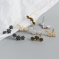 Fashion Contrast Color S925 Silver Geometric Flower Zircon Earrings Wholesale main image 4