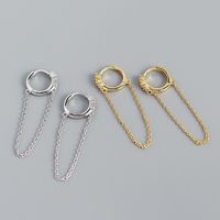 Simple S925 Silver Geometric Long Tassel Chain Zircon Earrings main image 1