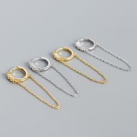 Simple S925 Silver Geometric Long Tassel Chain Zircon Earrings main image 3