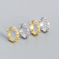 Simple S925 Silver Minimalist Geometric Leaf Solid Color Hoop Earrings main image 3