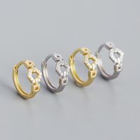 Fashion S925 Silver Inlaid Zircon Hollow Chain Shaped Design Hoop Earrings Wholesale main image 3