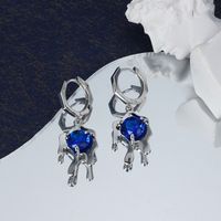 Accessoires D&#39;oreille En Strass Bleu Mode Boucles D&#39;oreilles En Cuivre Rétro Simples main image 1