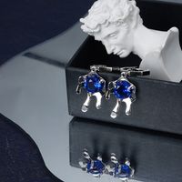 Fashion Blue Rhinestone Ear Accessories Simple Retro Copper Earrings main image 5