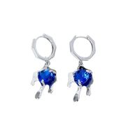 Accessoires D&#39;oreille En Strass Bleu Mode Boucles D&#39;oreilles En Cuivre Rétro Simples main image 6