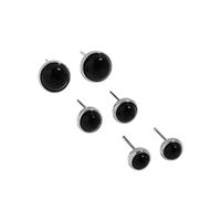 Fashion Geometric Round Micro-inlaid Black Agate S925 Sterling Silver Earrings main image 6