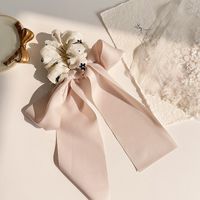 French Retro Sequins Flower Streamer Color Matching Simple Hair Ring Hair Accessories main image 5