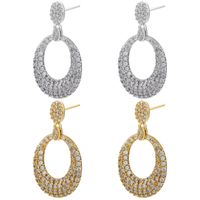 Boucles D&#39;oreilles Ovales En Diamant Plein De Zircons À La Mode Boucles D&#39;oreilles Géométriques En Cuivre main image 2