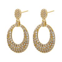 Fashion Micro-set Zircon Full Diamond Oval Earrings Geometric Copper Earrings main image 3