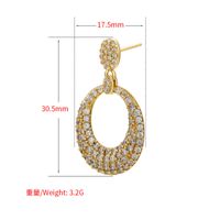 Fashion Micro-set Zircon Full Diamond Oval Earrings Geometric Copper Earrings main image 6