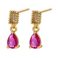 Fashion Micro-set Zircon Drop-shaped Pendant Earrings Colored Diamond Copper Earrings main image 3